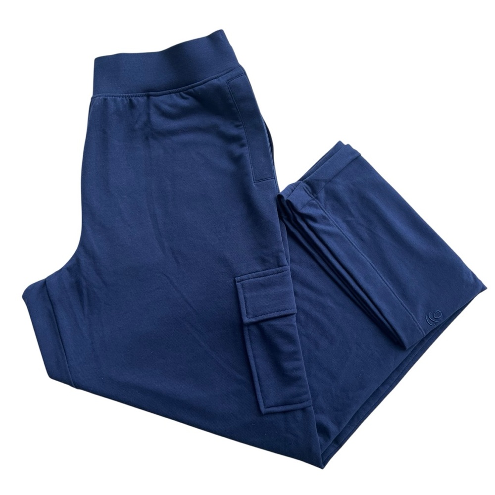 Cuddl Duds Womens M Navy Bl Wide Leg Lightweight Comfort Cargo Lounge Pant CHAKH